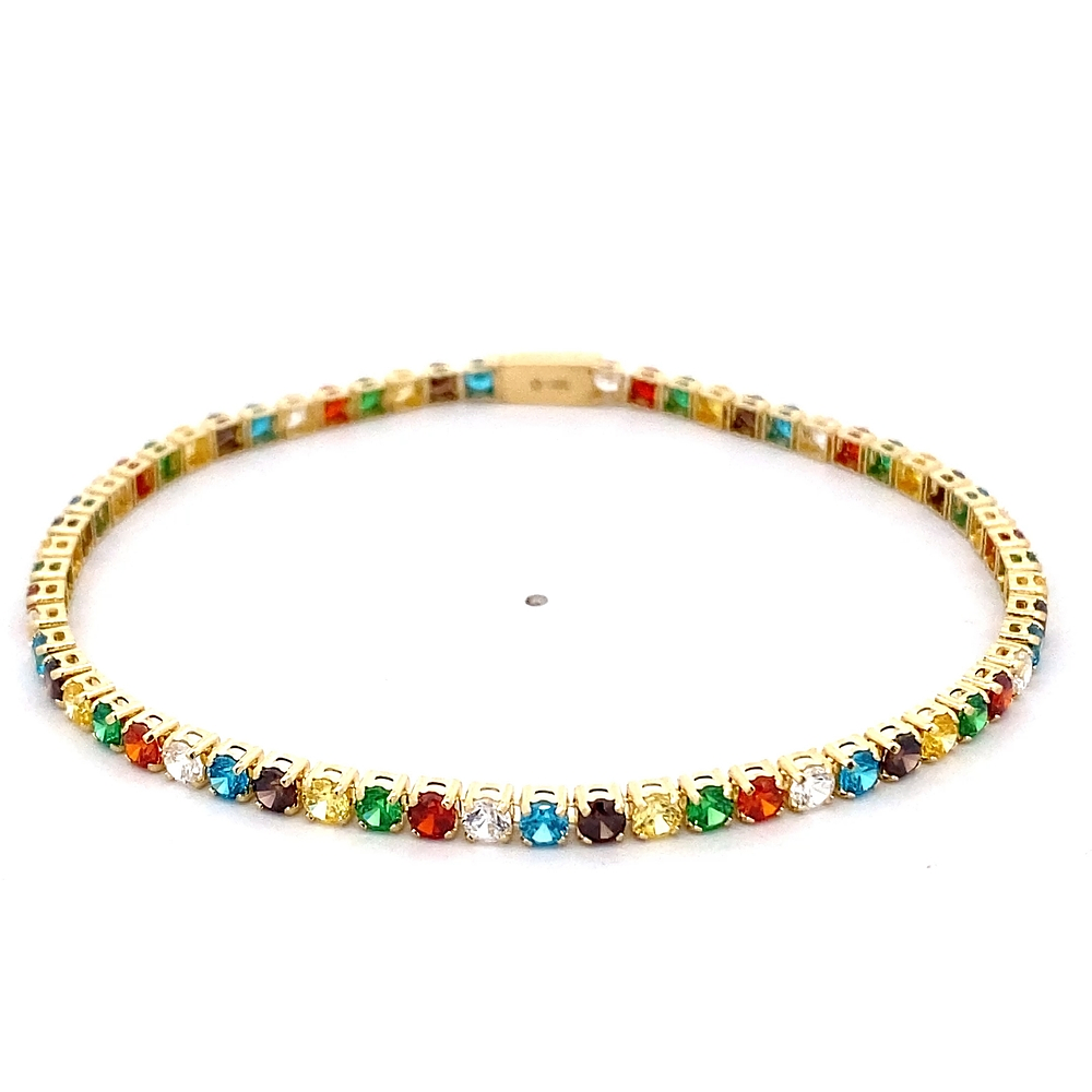 Pulsera de Oro Amarillo 18K Tenis con Broche Cajón de Seguridad