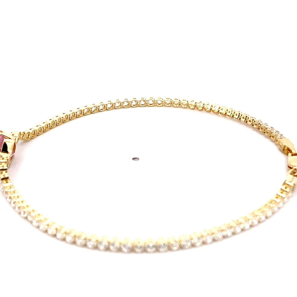 Pulsera de Oro Amarillo 18K Tenis con Broche Mosquetón