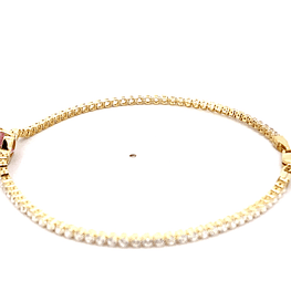Pulsera de Oro Amarillo 18K Tenis con Broche Mosquetón