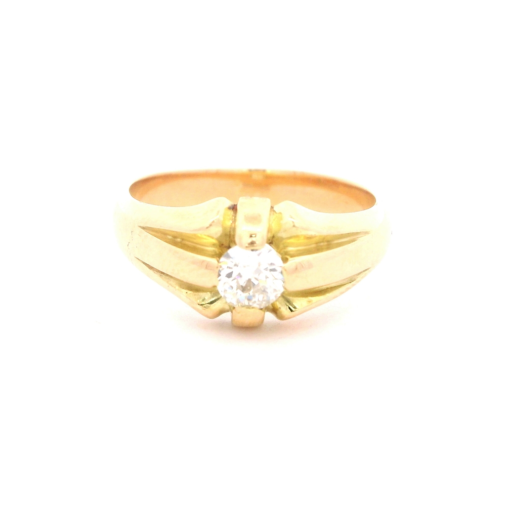 Anillo de Oro Amarillo 18K Solitario con Diamantes