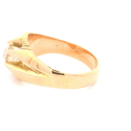 Anillo de Oro Amarillo 18K Solitario Bicolor con Diamantes