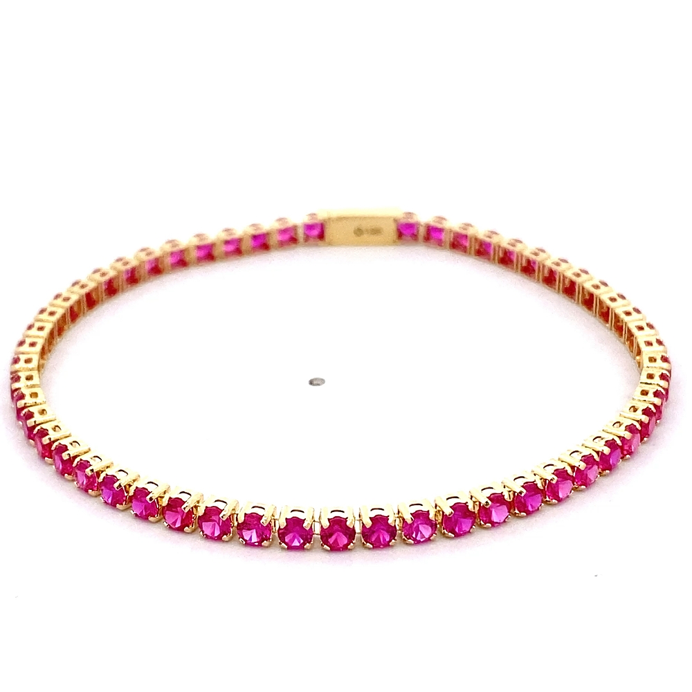 Pulsera de Oro Amarillo 18K Tenis con Broche Cajón de Seguridad