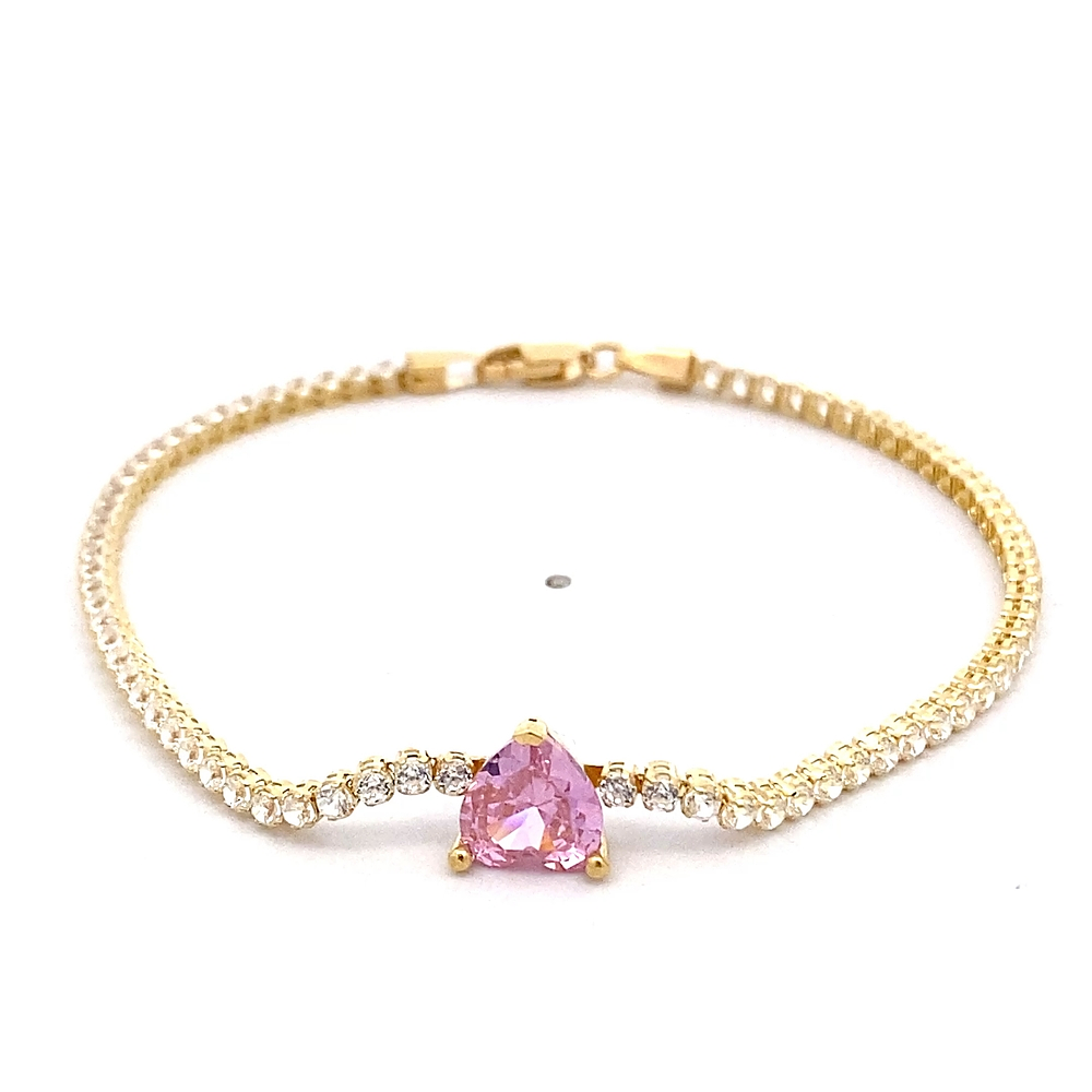 Pulsera de Oro Amarillo 18K Tenis con Broche Mosquetón