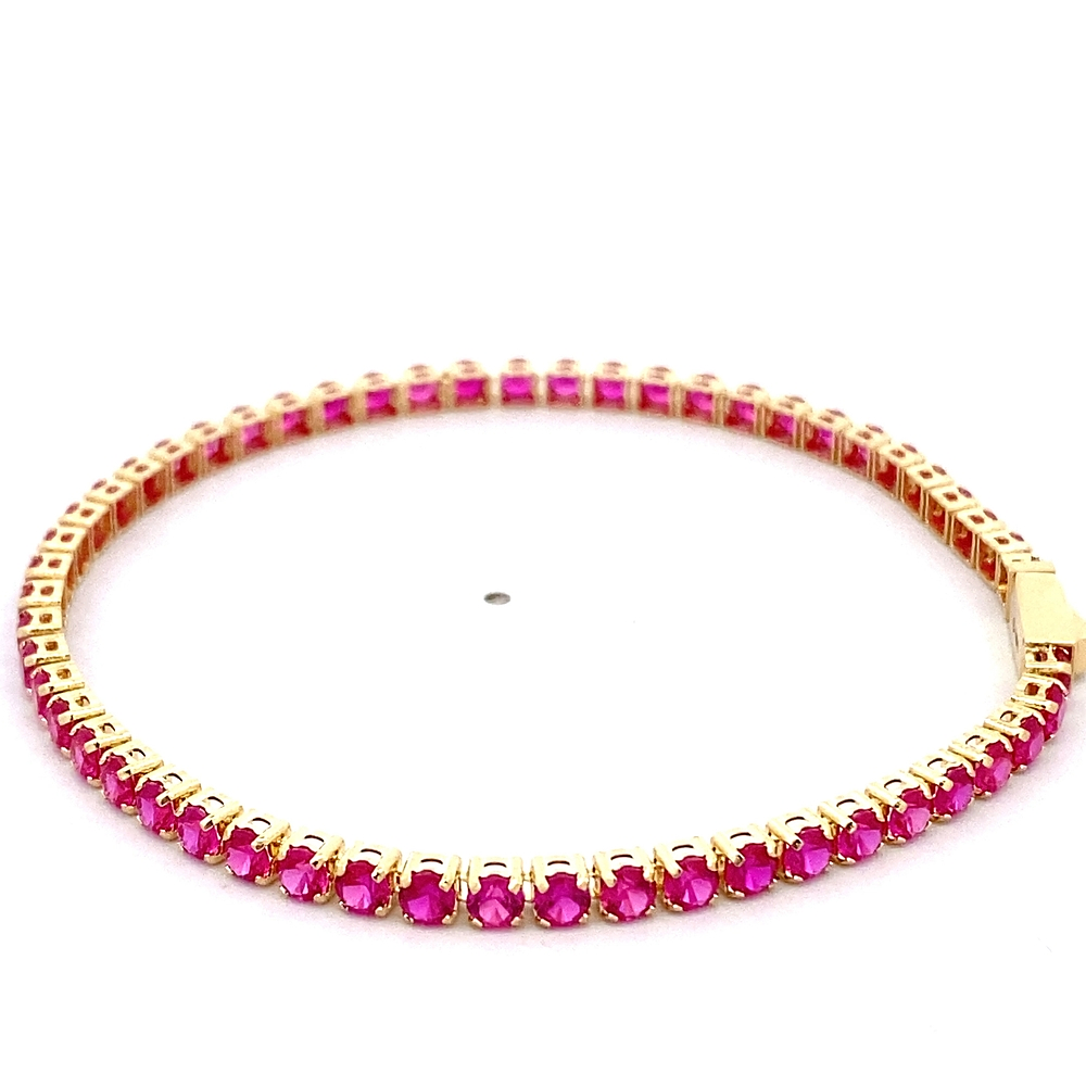 Pulsera de Oro Amarillo 18K Tenis con Broche Cajón de Seguridad