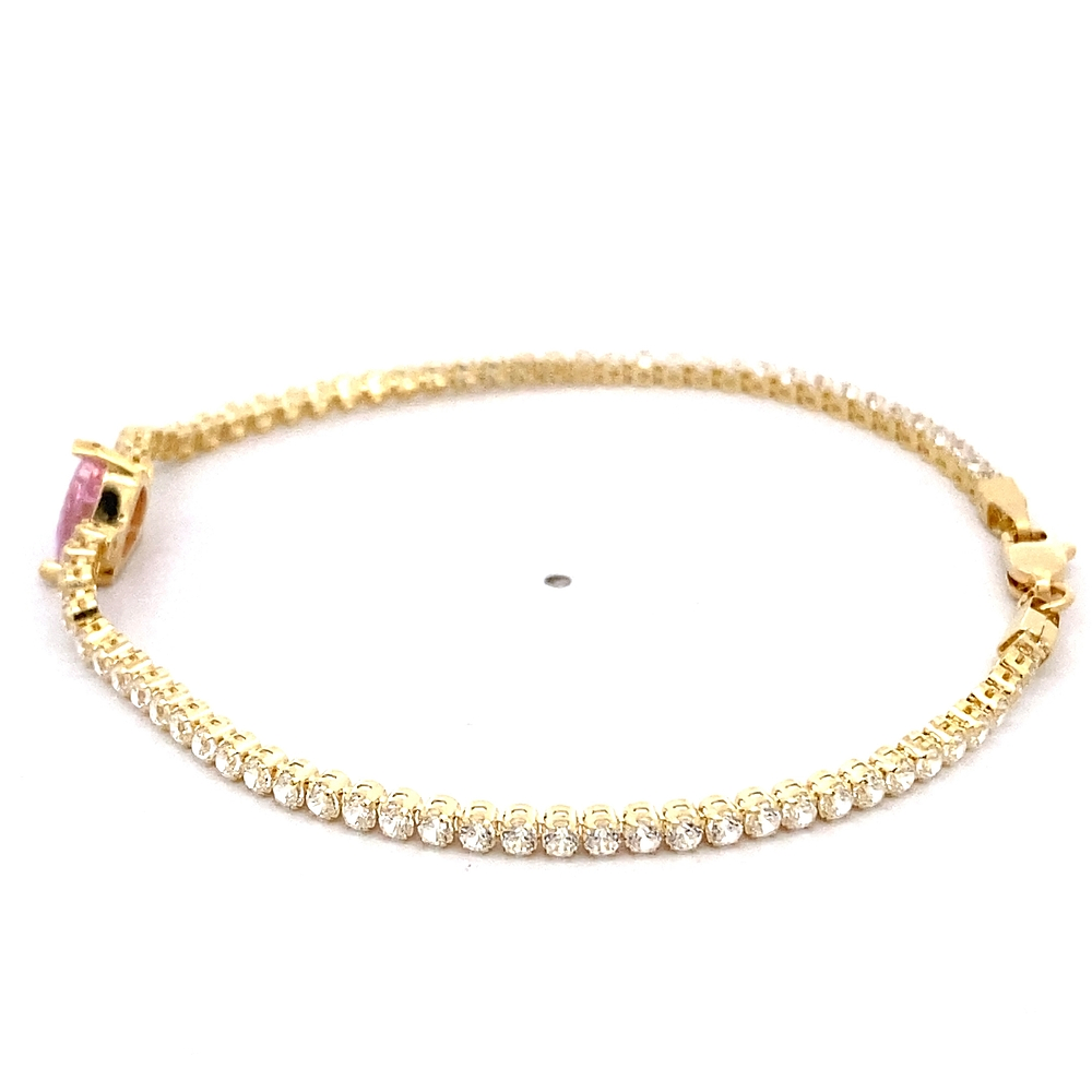 Pulsera de Oro Amarillo 18K Tenis con Broche Mosquetón