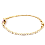 Pulsera de Oro Amarillo 18K Tenis con Broche Mosquetón
