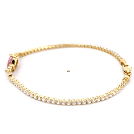 Pulsera de Oro Amarillo 18K Tenis con Broche Mosquetón
