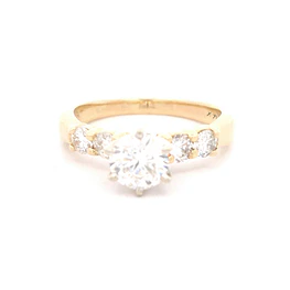 Anillo de Oro Amarillo 14K Solitario Cintillo con Diamantes