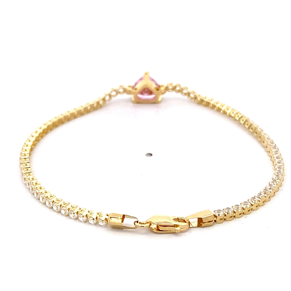 Pulsera de Oro Amarillo 18K Tenis con Broche Mosquetón