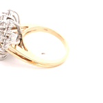 Anillo de Oro Amarillo 14K Flor Calado con Diamantes