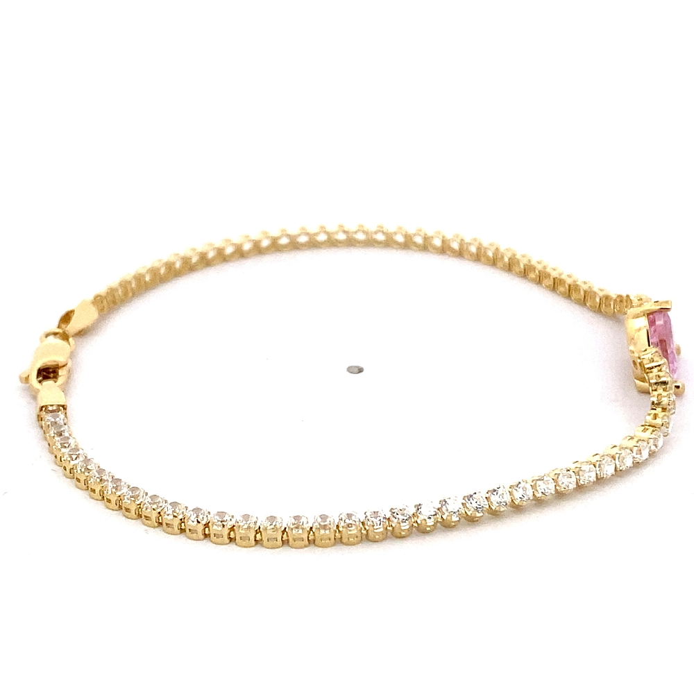 Pulsera de Oro Amarillo 18K Tenis con Broche Mosquetón