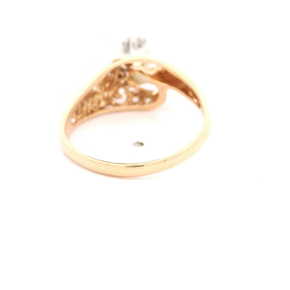 Anillo de Oro Amarillo 14K Solitario con Diamantes