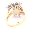 Anillo de Oro Amarillo 14K Flor Calado con Diamantes