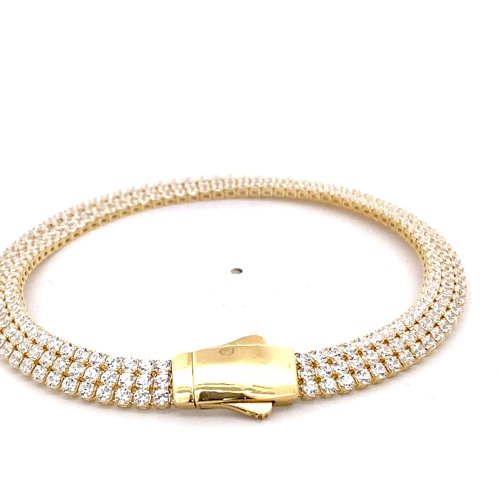 Pulsera de Oro Amarillo 18K Tenis con Broche Cajón de Seguridad