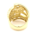 Anillo de Oro Amarillo 18K Redondo Calado Ondulado con Diamantes Baguette