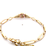 Pulsera de Oro Amarillo 14K Oval Bicolor con Diamantes