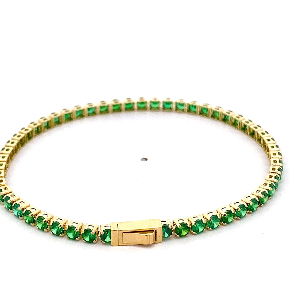 Pulsera de Oro Amarillo 18K Tenis con Broche Cajón de Seguridad