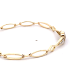 Pulsera de Oro Amarillo 14K Oval Bicolor con Diamantes