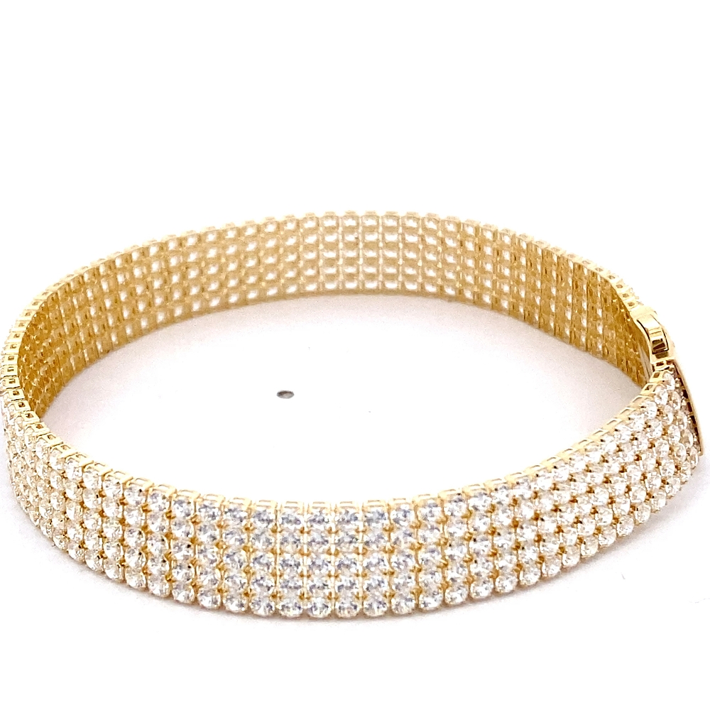 Pulsera de Oro Amarillo 18K Tenis con Broche Cajón de Seguridad