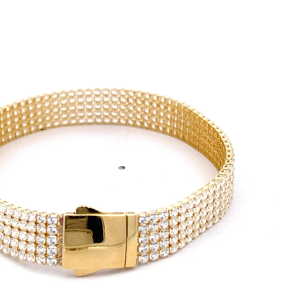 Pulsera de Oro Amarillo 18K Tenis con Broche Cajón de Seguridad