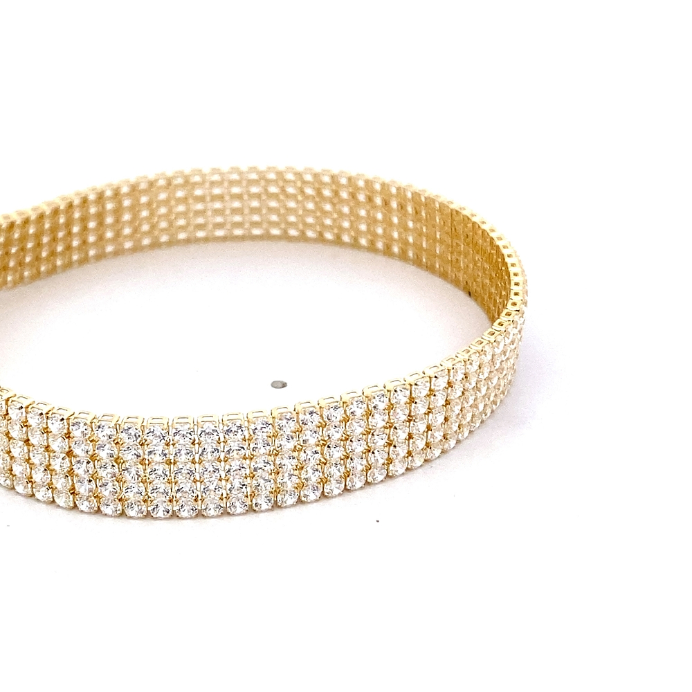 Pulsera de Oro Amarillo 18K Tenis con Broche Cajón de Seguridad