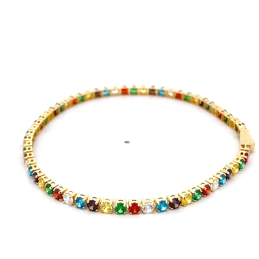 Pulsera de Oro Amarillo 18K Tenis con Broche Cajón de Seguridad