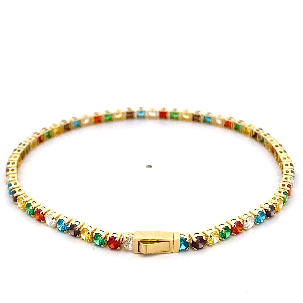 Pulsera de Oro Amarillo 18K Tenis con Broche Cajón de Seguridad