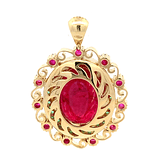 Colgante de Oro Amarillo 18K Oval y Esmeralda y Rubí