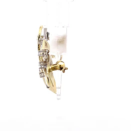 Prendedor de Oro Amarillo 14K Flor Bicolor con Diamantes