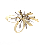 Prendedor de Oro Amarillo 14K Flor Bicolor con Diamantes