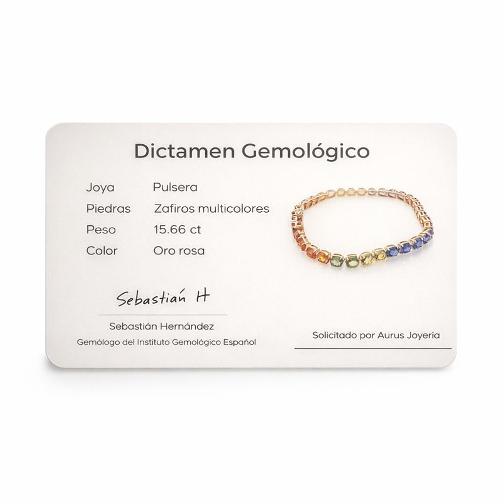 Pulsera de Oro Rosado 750 con Zafiros Multicolores - Rainbow Elegance