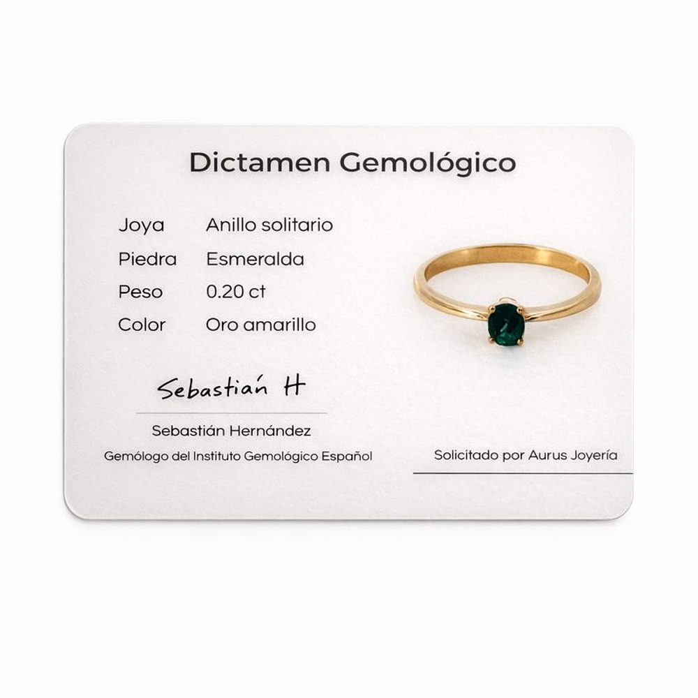 Anillo De Oro Amarillo 18K Solitario Con Esmeralda