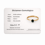 Anillo De Oro Amarillo 18K Solitario Con Esmeralda
