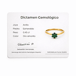 Anillo De Oro Amarillo 18K Flor Con Esmeraldas