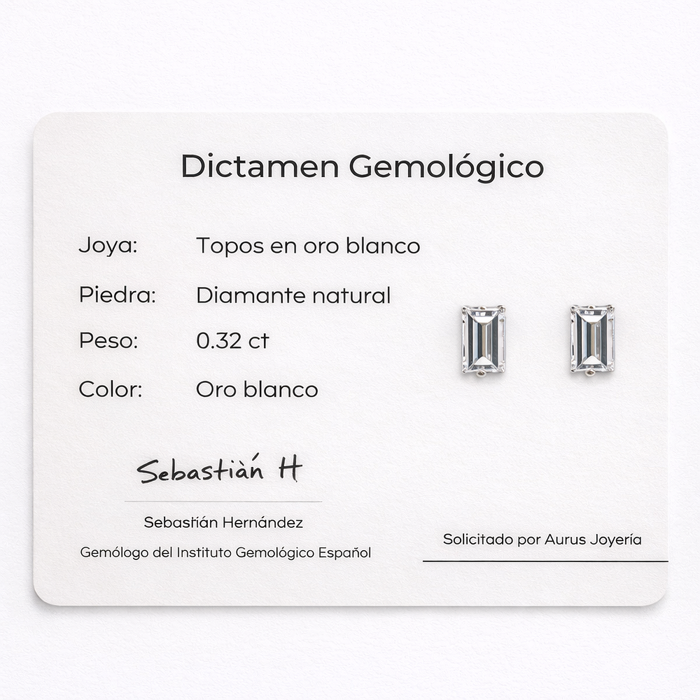 Aros Cuadrados en Oro Blanco 18K con Diamante Natural 0.43 ct