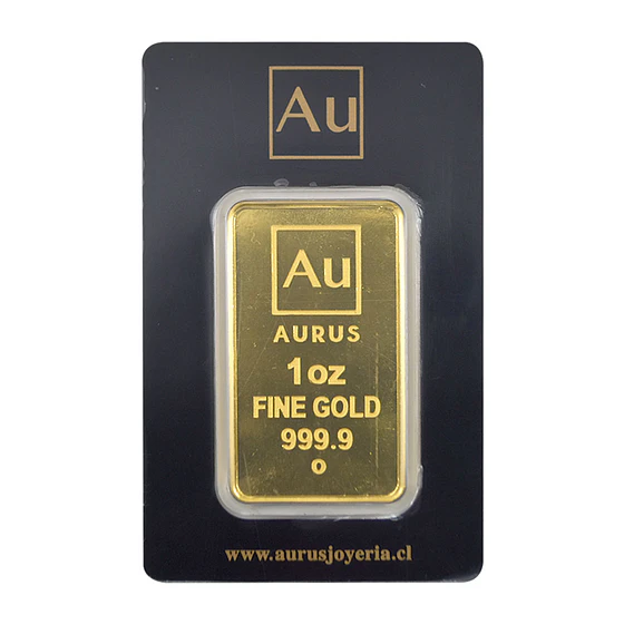 Barra De Oro 24K 1 Onza Troy Aurus Joyería 