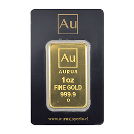 Barra De Oro 24K 1 Onza Troy Aurus Joyería