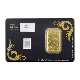 Barra De Oro 24K 1/2 Onza Troy Aurus Joyería Clásico 