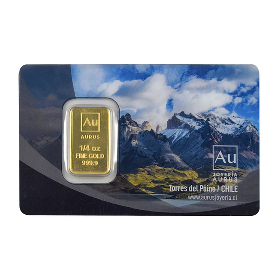 Barra De Oro 24K 1/4 Onza Troy Aurus Joyería Turistic