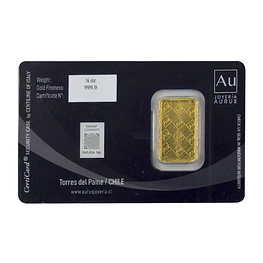 Barra De Oro 24K 1/4 Onza Troy Aurus Joyería Turistic