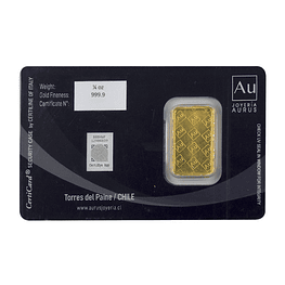 Barra De Oro 24K 1/4 Onza Troy Aurus Joyería Turistic