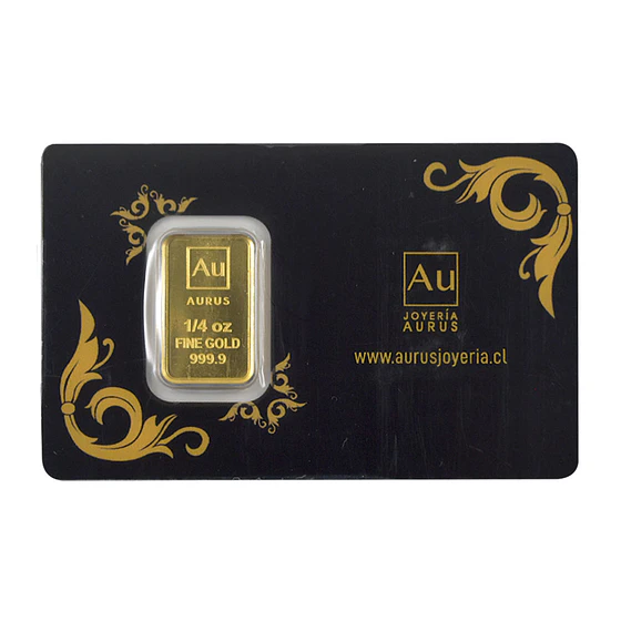 Barra De Oro 24K 1/4 Onza Aurus Joyería Clásico 