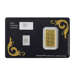 Barra De Oro 24K 1/10 Onza Troy Aurus Joyería Clásico