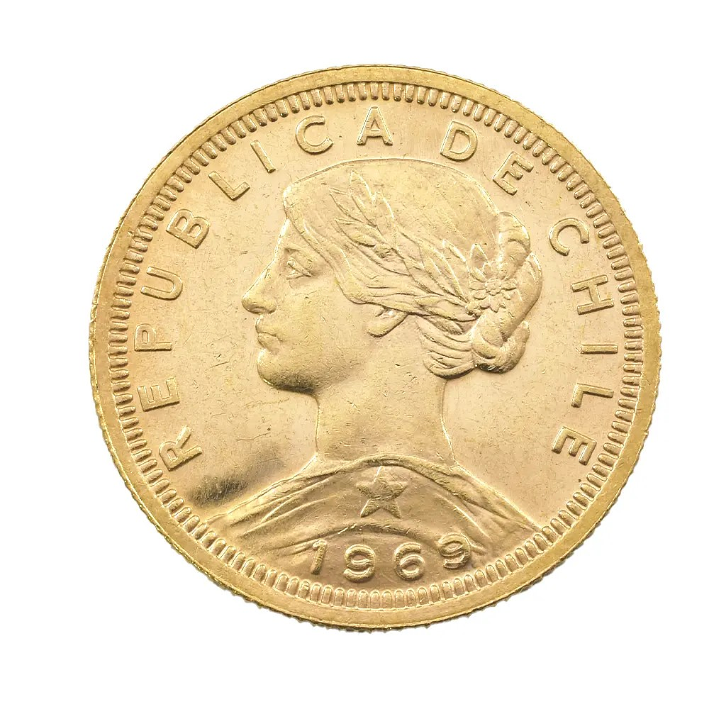 Moneda De Oro Ley 900 100 Pesos Chile Año Al Azar