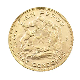 Moneda De Oro Ley 900 100 Pesos Chile Año Al Azar