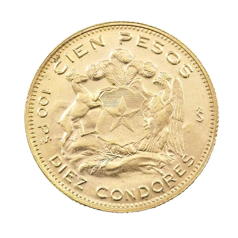 Moneda De Oro Ley 900 100 Pesos Chile Año Al Azar