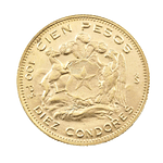 Moneda De Oro Ley 900 100 Pesos Chile Año Al Azar