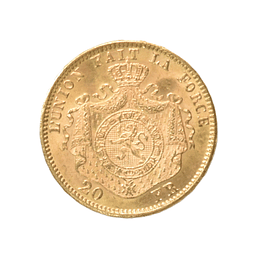 Moneda de Oro 20 Francos Bélgica 1875 Leopoldo II (22K) 