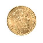 Moneda de Oro 20 Francos Bélgica 1875 Leopoldo II (22K) 