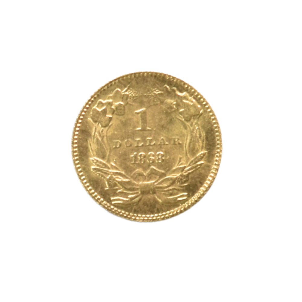 Moneda de Oro 1 Dólar Estados Unidos 1868 – Indian Princess (Tipo 3, Ley 900)